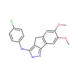 COc1cc2c(cc1OC)-c1n[nH]c(Nc3ccc(Cl)cc3)c1C2 ZINC000013677828