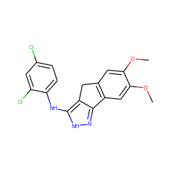 COc1cc2c(cc1OC)-c1n[nH]c(Nc3ccc(Cl)cc3Cl)c1C2 ZINC000013677832