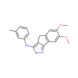 COc1cc2c(cc1OC)-c1n[nH]c(Nc3cccc(C)c3)c1C2 ZINC000013677839