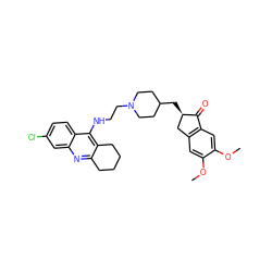 COc1cc2c(cc1OC)C(=O)[C@H](CC1CCN(CCNc3c4c(nc5cc(Cl)ccc35)CCCC4)CC1)C2 ZINC000043174934