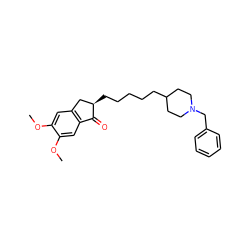 COc1cc2c(cc1OC)C(=O)[C@H](CCCCCC1CCN(Cc3ccccc3)CC1)C2 ZINC000013744615