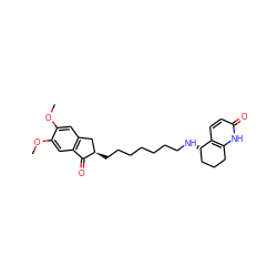 COc1cc2c(cc1OC)C(=O)[C@H](CCCCCCCN[C@H]1CCCc3[nH]c(=O)ccc31)C2 ZINC000095581542