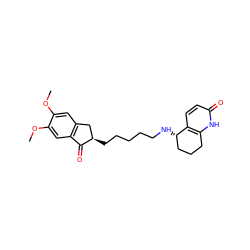 COc1cc2c(cc1OC)C(=O)[C@H](CCCCCN[C@H]1CCCc3[nH]c(=O)ccc31)C2 ZINC000095584368