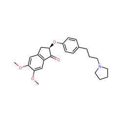 COc1cc2c(cc1OC)C(=O)[C@H](Oc1ccc(CCCN3CCCC3)cc1)C2 ZINC000040390989