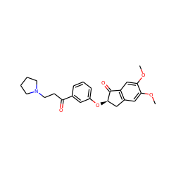 COc1cc2c(cc1OC)C(=O)[C@H](Oc1cccc(C(=O)CCN3CCCC3)c1)C2 ZINC000040846869