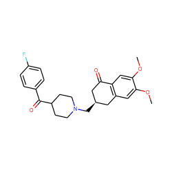 COc1cc2c(cc1OC)C(=O)C[C@H](CN1CCC(C(=O)c3ccc(F)cc3)CC1)C2 ZINC000013589203