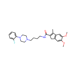 COc1cc2c(cc1OC)C(C)=C(C(=O)NCCCCN1CCN(c3ccccc3F)CC1)C2 ZINC001772647971