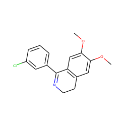 COc1cc2c(cc1OC)C(c1cccc(Cl)c1)=NCC2 ZINC000000171669