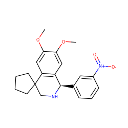 COc1cc2c(cc1OC)C1(CCCC1)CN[C@@H]2c1cccc([N+](=O)[O-])c1 ZINC000019312862