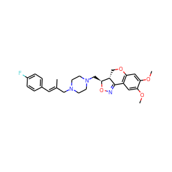 COc1cc2c(cc1OC)C1=NO[C@@H](CN3CCN(C/C(C)=C/c4ccc(F)cc4)CC3)[C@@H]1CO2 ZINC000026742166