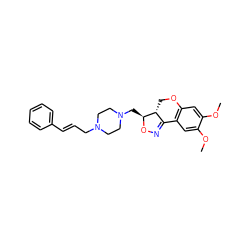 COc1cc2c(cc1OC)C1=NO[C@@H](CN3CCN(C/C=C/c4ccccc4)CC3)[C@@H]1CO2 ZINC000022930597