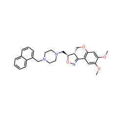 COc1cc2c(cc1OC)C1=NO[C@@H](CN3CCN(Cc4cccc5ccccc45)CC3)[C@@H]1CO2 ZINC000022930635