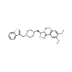 COc1cc2c(cc1OC)C1=NO[C@@H](CN3CCN(Cc4csc5ccccc45)CC3)[C@@H]1CO2 ZINC000022930626