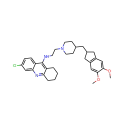 COc1cc2c(cc1OC)CC(CC1CCN(CCNc3c4c(nc5cc(Cl)ccc35)CCCC4)CC1)C2 ZINC000042888391