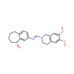 COc1cc2c(cc1OC)CN(/C=N/c1ccc3c(c1)[C@H](O)CCCC3)CC2 ZINC000101118188