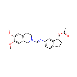 COc1cc2c(cc1OC)CN(/C=N/c1ccc3c(c1)[C@H](OC(C)=O)CC3)CC2 ZINC000101118169