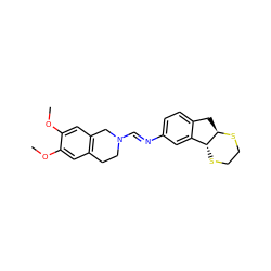COc1cc2c(cc1OC)CN(/C=N/c1ccc3c(c1)[C@H]1SCCS[C@@H]1C3)CC2 ZINC000101100054