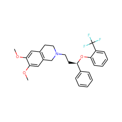 COc1cc2c(cc1OC)CN(CC[C@@H](Oc1ccccc1C(F)(F)F)c1ccccc1)CC2 ZINC000013530640