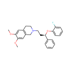 COc1cc2c(cc1OC)CN(CC[C@@H](Oc1ccccc1F)c1ccccc1)CC2 ZINC000013530634