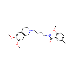 COc1cc2c(cc1OC)CN(CCCCNC(=O)c1cc(C)ccc1OC)CC2 ZINC000013588507