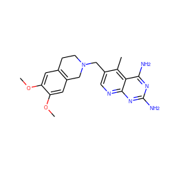 COc1cc2c(cc1OC)CN(Cc1cnc3nc(N)nc(N)c3c1C)CC2 ZINC000005891434