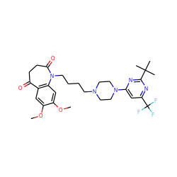 COc1cc2c(cc1OC)N(CCCCN1CCN(c3cc(C(F)(F)F)nc(C(C)(C)C)n3)CC1)C(=O)CCC2=O ZINC000028568188