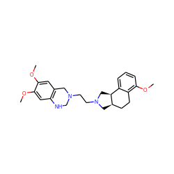 COc1cc2c(cc1OC)NCN(CCN1C[C@@H]3CCc4c(OC)cccc4[C@@H]3C1)C2 ZINC000022941849