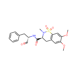 COc1cc2c(cc1OC)S(=O)(=O)N(C)[C@H](C(=O)N[C@H](C=O)Cc1ccccc1)C2 ZINC000013864463