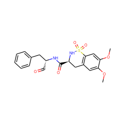 COc1cc2c(cc1OC)S(=O)(=O)N[C@H](C(=O)N[C@H](C=O)Cc1ccccc1)C2 ZINC000013864461