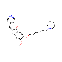 COc1cc2c(cc1OCCCCCCN1CCCCC1)C(=O)/C(=C\c1ccncc1)C2 ZINC000084714246