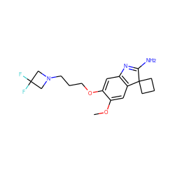 COc1cc2c(cc1OCCCN1CC(F)(F)C1)N=C(N)C21CCC1 ZINC000103244994