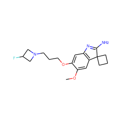 COc1cc2c(cc1OCCCN1CC(F)C1)N=C(N)C21CCC1 ZINC000103244992