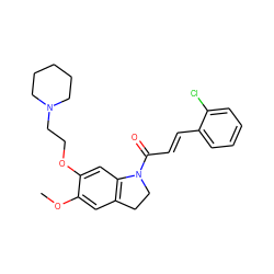 COc1cc2c(cc1OCCN1CCCCC1)N(C(=O)/C=C/c1ccccc1Cl)CC2 ZINC000000594257