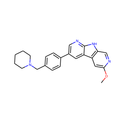 COc1cc2c(cn1)[nH]c1ncc(-c3ccc(CN4CCCCC4)cc3)cc12 ZINC000116145669