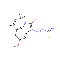 COc1cc2c3c(c1)c(/N=N/C(=N)S)c(O)n3C(C)(C)C=C2C ZINC000101714604