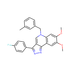 COc1cc2c3nnc(-c4ccc(F)cc4)c-3cn(Cc3cccc(C)c3)c2cc1OC ZINC000002691361