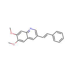 COc1cc2cc(/C=C/c3ccccc3)cnc2cc1OC ZINC000003834019