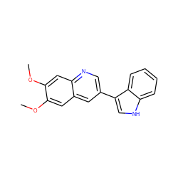 COc1cc2cc(-c3c[nH]c4ccccc34)cnc2cc1OC ZINC000003834042