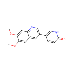 COc1cc2cc(-c3ccc(=O)[nH]c3)cnc2cc1OC ZINC000009633633