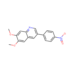 COc1cc2cc(-c3ccc([N+](=O)[O-])cc3)cnc2cc1OC ZINC000003834037