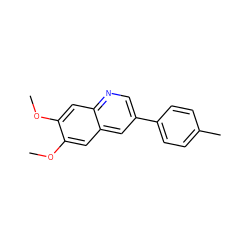 COc1cc2cc(-c3ccc(C)cc3)cnc2cc1OC ZINC000013737715