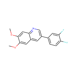 COc1cc2cc(-c3ccc(F)c(F)c3)cnc2cc1OC ZINC000003834040