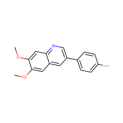 COc1cc2cc(-c3ccc(F)cc3)cnc2cc1OC ZINC000003834028