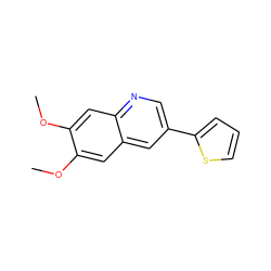 COc1cc2cc(-c3cccs3)cnc2cc1OC ZINC000003834034