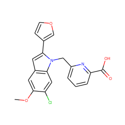 COc1cc2cc(-c3ccoc3)n(Cc3cccc(C(=O)O)n3)c2cc1Cl ZINC000169701328