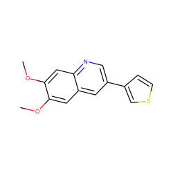 COc1cc2cc(-c3ccsc3)cnc2cc1OC ZINC000000008075