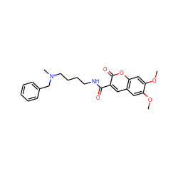 COc1cc2cc(C(=O)NCCCCN(C)Cc3ccccc3)c(=O)oc2cc1OC ZINC000095594695