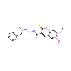 COc1cc2cc(C(=O)NCCN(C)Cc3ccccc3)c(=O)oc2cc1OC ZINC000095595638