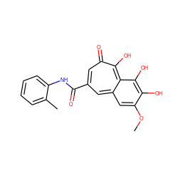 COc1cc2cc(C(=O)Nc3ccccc3C)cc(=O)c(O)c2c(O)c1O ZINC000206401567