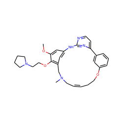 COc1cc2cc(c1OCCN1CCCC1)CN(C)C/C=C/CCOc1cccc(c1)-c1ccnc(n1)N2 ZINC000073197059